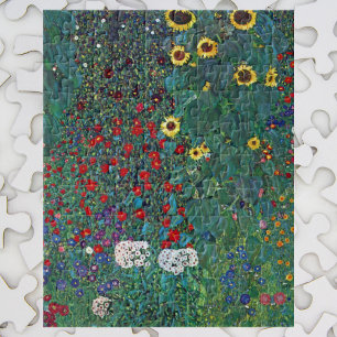 Boertuin met zonnebloem door Klimt,  bloemen Legpuzzel