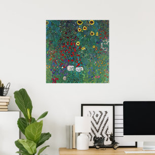 Boertuin met zonnebloem door Klimt,  bloemen Poster