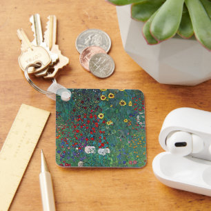 Boertuin met zonnebloem door Klimt, bloemen Sleutelhanger