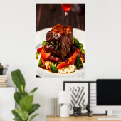 Boeuf avec riz et légumes | AI Art Poster (Bureau à domicile)