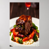 Boeuf avec riz et légumes | AI Art Poster (Devant)