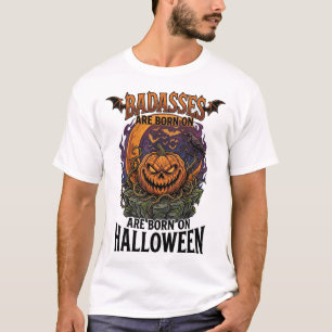 Boeven worden geboren Halloween Pompoen Kraai Maan T-shirt