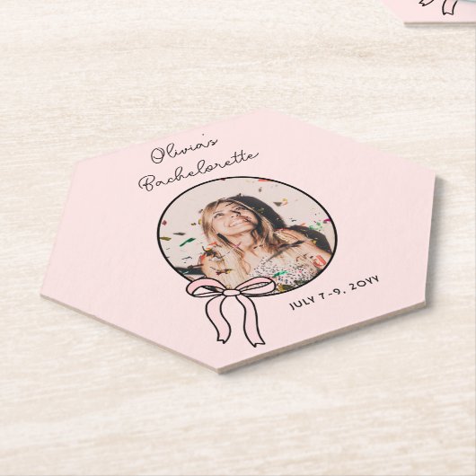 Bogen & Babes Roze Bow Coquette Bachelorette Party Kartonnen Onderzetters (Schuin)