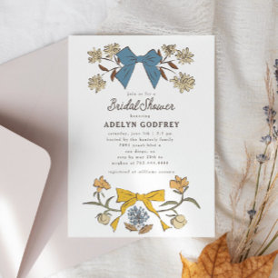 Bogen & Bloesems Blauw Geel Coquette Vrijgezellenf Kaart