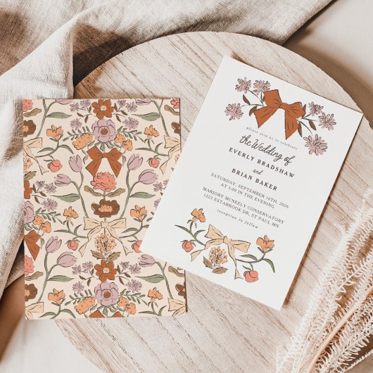 Bogen en bloesems Coquette bruiloft Kaart
