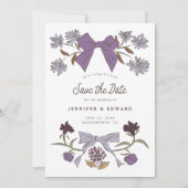 Bogen en bloesems Lila Save The Date (Voorkant)