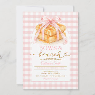 Bogen en Brunch Roze Waffel Brunch Baby Shower Kaart