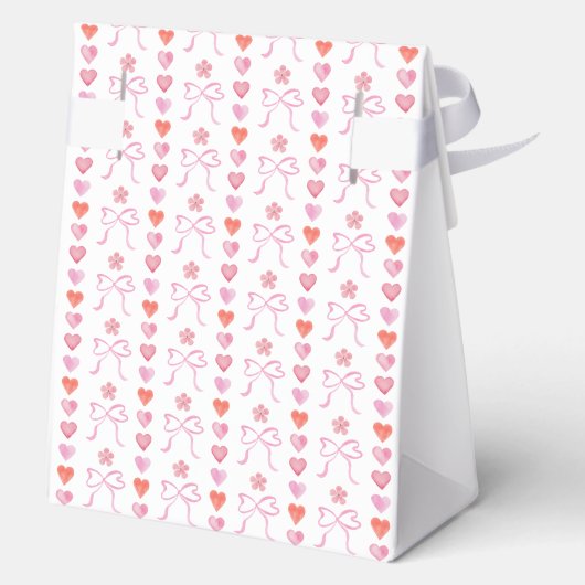 Bogen en harten Patroon Baby shower Bedankdoosjes (Achterkant)