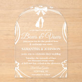  Bogen & Lint Boog Wedding Acryl Uitnodigingen (Voorkant)