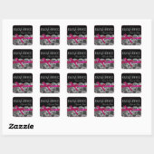 Bogen Lint & Kant | Zwarte fuschia Vierkante Sticker (Vel)