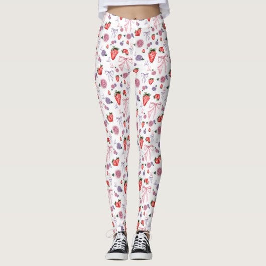 Bogen, Rozen & Aardbeien Coquettepatroon Leggings (Voorkant)