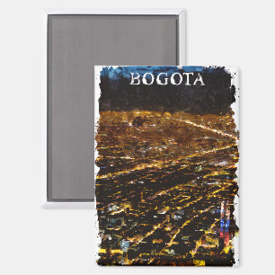 Bogota Colombia bij Night City Uitzicht Waterverf Magneet