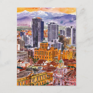 Bogota, Colombia Cityscape Waterverf schilderij Briefkaart