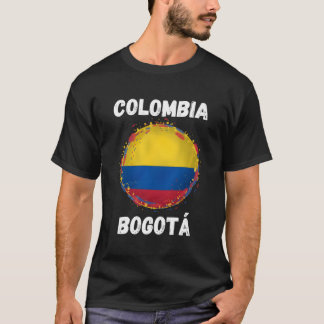 Bogota Colombia Retro Colombiaanse Vlaggenbron T-shirt