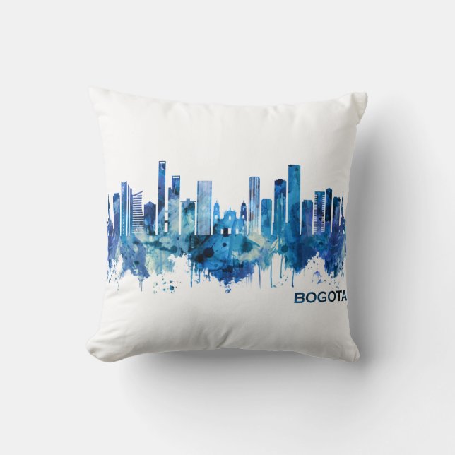 Bogota Colombia Skyline Blue Kussen (Voorkant)