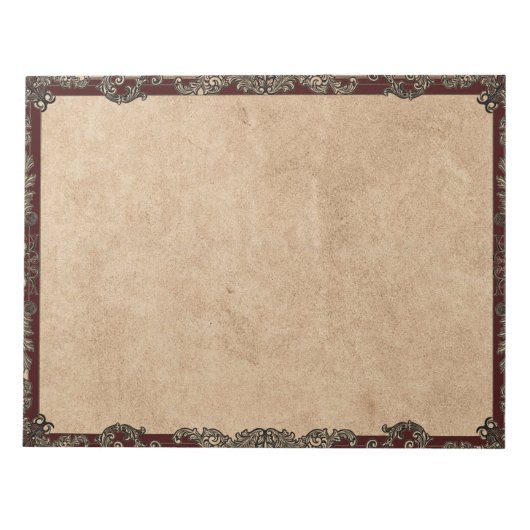 Bogundy Antiek Fancy Lijst Tan Parchment Notitieblok (Voorkant)