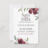 Bogundy Botanical Save the Date Aankondiging (Voorkant)