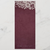 Bogundy elegant  lace rustige trouwmenu menu (Achterkant)