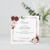 bogundy en blush trouwkaart bedankkaart (Staand voorkant)