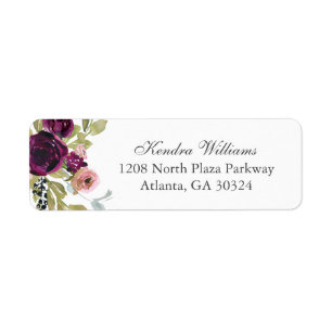 Bogundy en Blush Waterverf Floral Bouquet Etiket