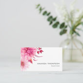 Bogundy en Blush Waterverf Floral Visitekaartje (Staand voorkant)