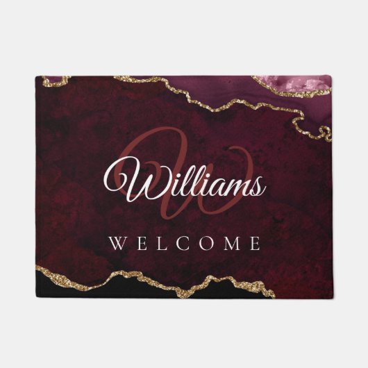 bogundy en goudganzenmonogram homepage doormat  deurmat (Voorkant)