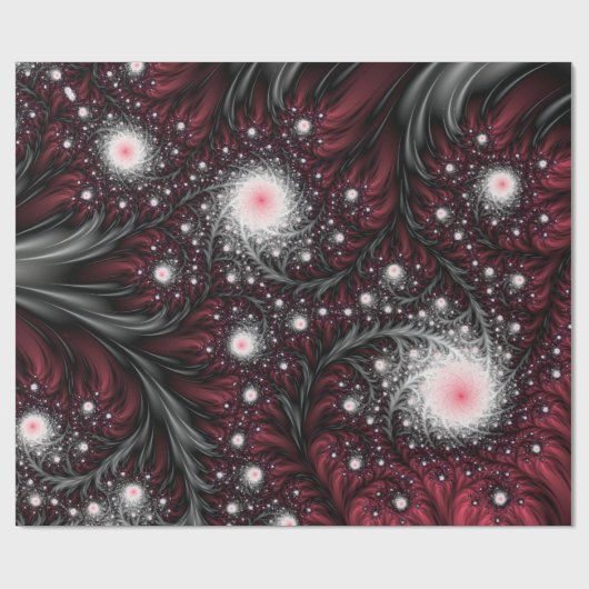 Bogundy en grijze fractals Mesmerizing Cool Trippy Cadeaupapier (Vlak)