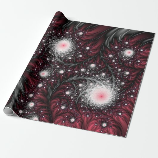 Bogundy en grijze fractals Mesmerizing Cool Trippy Cadeaupapier (Uitgerold)