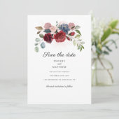 Bogundy Floral Botanical Modern redt de datum Save The Date (Staand voorkant)