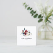 Bogundy Floral QR Code Greenery Florist Vierkante Visitekaartje (Staand voorkant)
