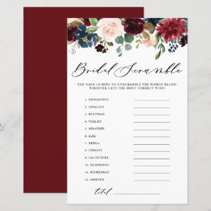 Bogundy Floral Word Scramble Vrijgezellenfeest Gam