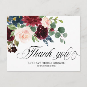 Bogundy Florals Botanisch Vrijgezellenfeest Dank u Briefkaart