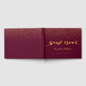 Bogundy Gold confetti script Gastenboek (Volledig)