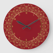 Bogundy & Gold  Floral Mandala Grote Klok (Voorkant)