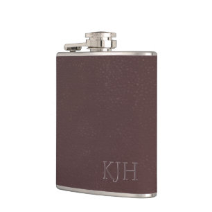 Bogundy Leather met Monogram Heupfles