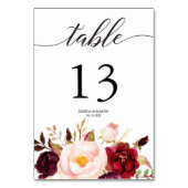 Bogundy Marsala Wedding Table Numbers Kaart (Achterkant)
