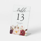 Bogundy Marsala Wedding Table Numbers Reclamebord Met Voetstuk (Voorkant)