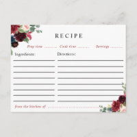 bogundy navy floral recept card