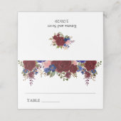 Bogundy Navy Floral Table Number Weddenschap (Buitenkant ongevouwen)