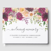 Bogundy Peach Floral Script in Loating Memory Gastenboek (Voorkant)