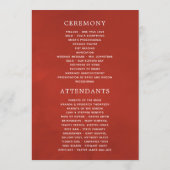 Bogundy Red en Gold Floral Wedding Programma (Achterkant)