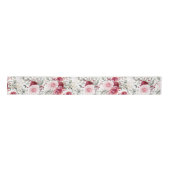 Bogundy Red en roze elegante bloemen botanisch Lint (Voorkant)