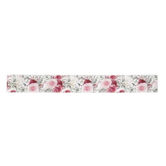 Bogundy Red en roze elegante bloemen botanisch Lint (Voorkant)