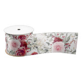 Bogundy Red en roze elegante bloemen botanisch Lint (Spoel)