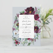 Bogundy Silver Grey Rozen Botanisch Kaart (Staand voorkant)