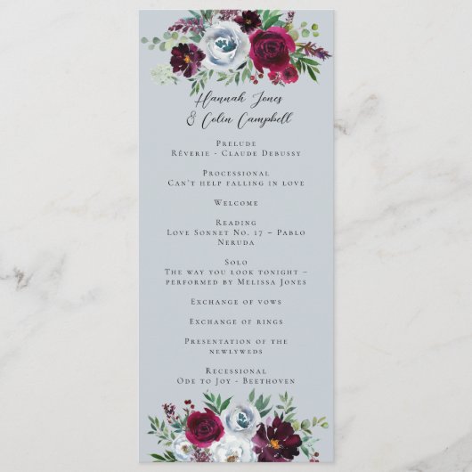 Bogundy Silver Grey Rozen Botanisch Programma (Voorkant)