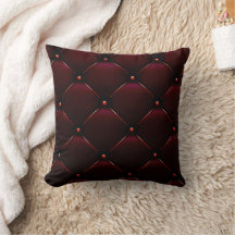 Bogundy Tufted Leather Print Thow Pillow