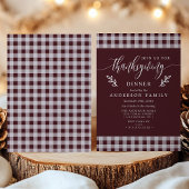 Bogundy & White Buffalo Check Thanksgiving Dinner Kaart