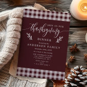 Bogundy & White Buffalo Check Thanksgiving Dinner Kaart