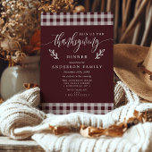 Bogundy & White Buffalo Check Thanksgiving Dinner Kaart
